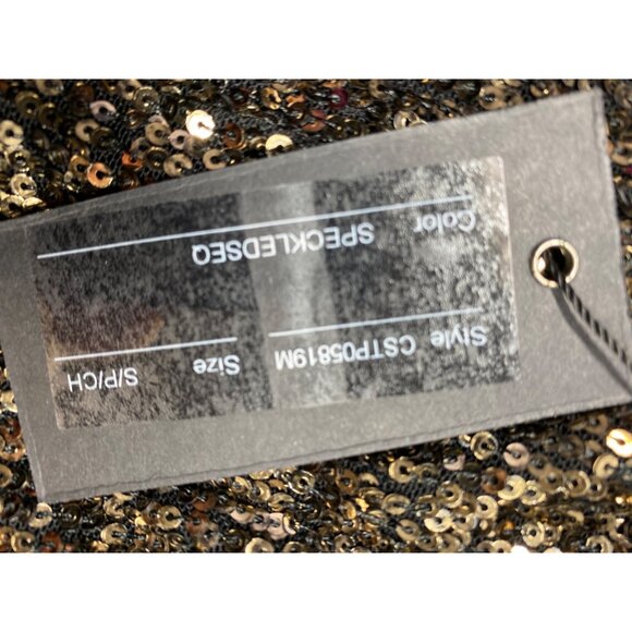 Cable & Gauge Womens Small Gold Black Sequin Lined Top Blouse New - Picture 6 of 9